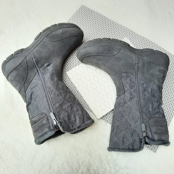 Lands End Quilted Boots Insulated Warm Mid Calf Snow Winter Boot Gray 9 - Picture 4 of 14